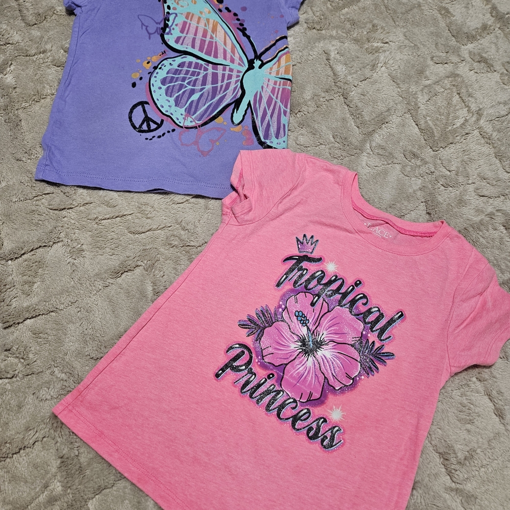 The Children's Place Pink and Purple Graphic Tees